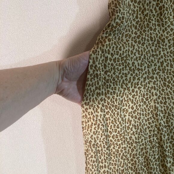 Anthropologie Dress 4 Cheetah Fit/Flare Full Button Flutter Sleeve Cottagecore - Picture 6 of 11